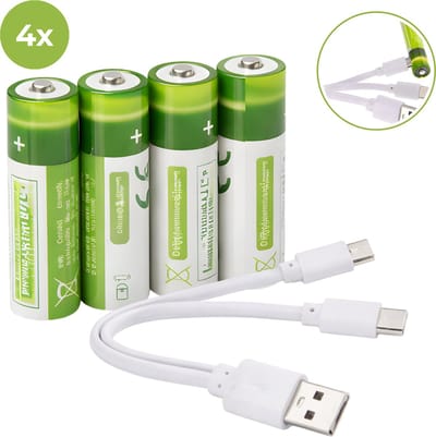 Lomera Oplaadbare Aaa Batterijen - Aaa Batterijen USB - USB-C Oplaadbare Aaa Batterijen - Aaa Lithium Batterij Oplaadbaar - Aaa Li-Ion Batterij - Aaa Batterij 1.5v Oplaadbaar - Aaa Batterij USB-C - Oplaadbare Aaa 4 Stuks