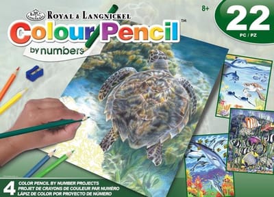 AVS-CPN201 Colour Pencil By Numbers Activity Set - 4 Projects SEA LIFE BOX SET