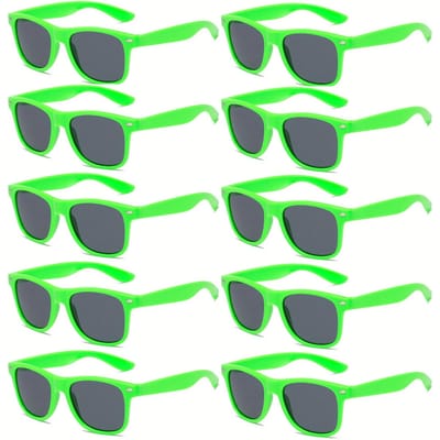 10 Stuks Neon Kleuren Feestartikelen Kleuren Modebrillen Klassieke Retro Feestartikelen Modebrillen voor Volwassenen groen