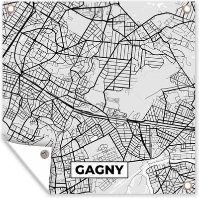 Tuin poster Kaart - Stadskaart - Frankrijk - Gagny - Plattegrond - 200x200 cm - Tuindoek