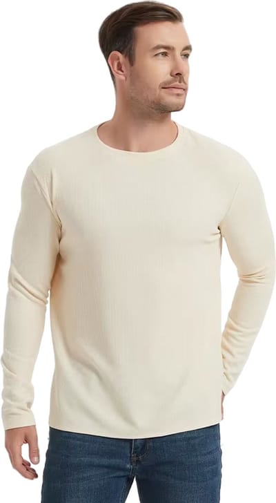 Casual Longsleeve Heren - Sweater Dun geweven - Trui - Shirt Lange Mouwen - Beige