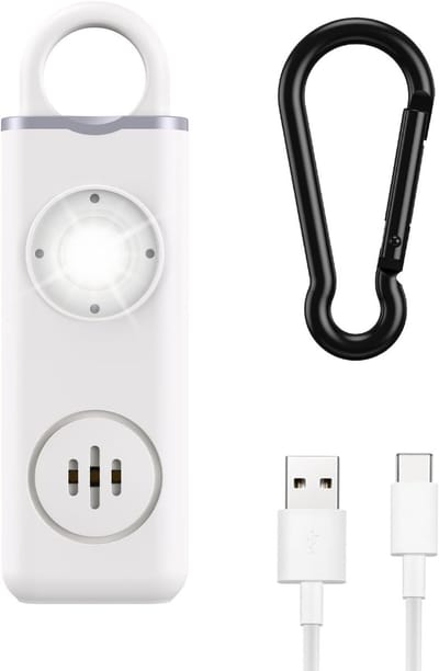 Dailygoody - Zakalarm - Persoonlijk alarm - 130 dB - Wit - Noodalarm - Veiligheidsoplossing voor vrouwen, kinderen en senioren