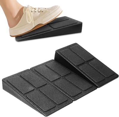 Fitness footboard ramp set met 3 verstelbare kuiten schuine blokken voor squats, stretchen en yoga in zwart