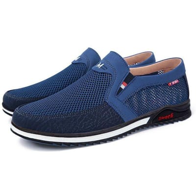 Nieuwe Zomer Mesh Herenschoenen Hol Ademend Bonenschoenen Onder Oude Man's Papa Casual Schoenen, Luie Schoenen 44 blue
