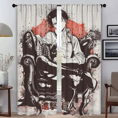 Verduisterende Gordijnen 2 Stuks Attack on Titans Tule voor Slaapkamer Halloween Decoratie Scheidingswand Moderne Woonkamer Gordijnen Jaloezieën W60xH90cmx2pcs-CL