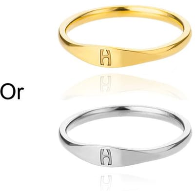 Initialen Ringen Voor Vrouwen Mannen Roestvrij Staal Initialen Ring A M K S Alfabet Naam Esthetische Bruiloft Sieraden Kerstcadeau 7&18K Gold Color beige