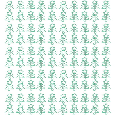 100 Stuks Vormige Paperclips Groene Kerstboomvorm Metaal Galvaniseerproces Draagbare Kantoorclips voor Document blue