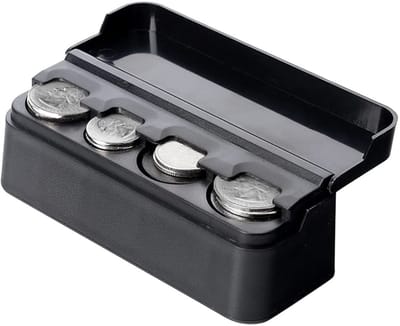 Dailygoods- Muntendispenser Zwart - Muntenhouder - Muntenopslag - Muntenverzamelaar - Draagbare Muntbox - Kunststof 11,8 × 4,3 × 3,86 cm
