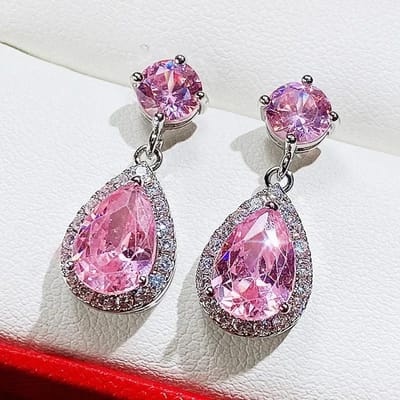 Luxe Vierkante Groene Zirkonia Kristal Hanger Oorbellen Exquise Modieuze Bruiloft Sieraden voor Vrouwen gray