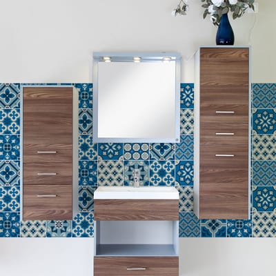 Zelfklevende tegelmuurstickers voor keuken en badkamer - 9 cementtegelstickers, Azulejos Beyonsa - 9 stickers, 10x10cm