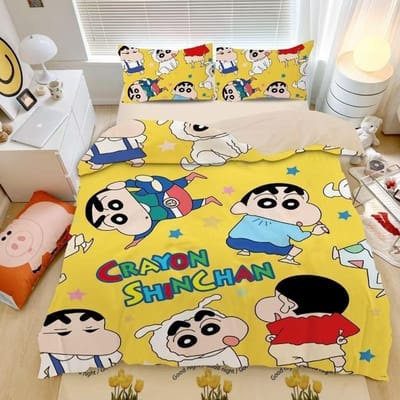 Schattige Crayon Shin chan, Microvezel Beddengoed Sets, Kinderbed Dekbedovertrek met Rits Kamer Decoratie Dekbedovertrek voor Tieners volwassenen 90x200cm