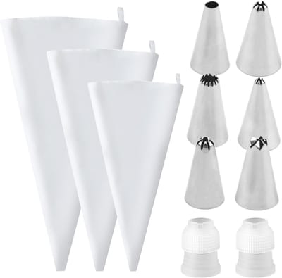 Dailygoods- Spuitzak met 6 Spuitmondjes - Katoenen Spuitzakken - Vaatwasmachinebestendig - Taartdecoratie - 30/35/40 cm - Duurzaam Gebruik - Bakspuitzak