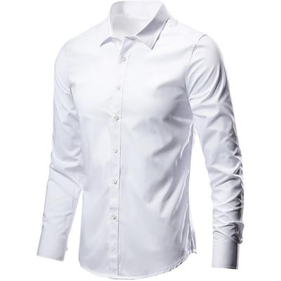 Chemise Blanche Homme Manches Longues Coupe Slim Professionnelle Bureau Homme Chemise Blanche Décontractée Costume M white