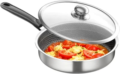 Braadpan Keukengerei - Koekenpan Deksel - Lekkere Maaltijden - Gelijkmatige Warmte - 30 cm - Zilver