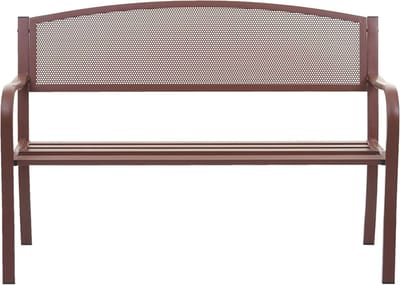 Cosmo Casa - Tuinbank - Parkbank - 2-Zitter Poedergecoat Staal - Bruin