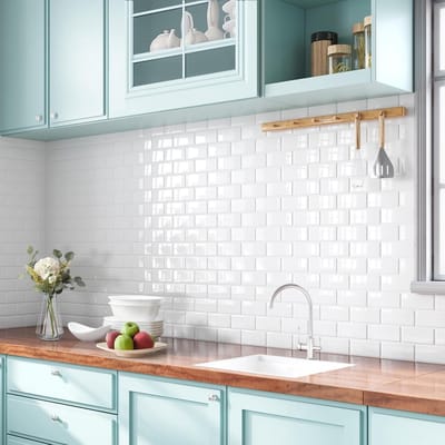 Upgrade Dikkere Peel en Stick Wandtegels voor Keuken en Badkamer, Zelfklevende 3D Wandtegels, Wit Metro Tegels, 10 Vellen voor Makkelijk Backsplash en Decoratie