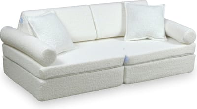 Mini Modulaire bank - Speelsofa- Bouclé Cream Comfort (inclusief 2 bolsters en 2 kussens)