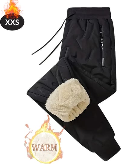 Nivard Warme Broek Heren - Thermo - Fleece - Winterbroek - Joggingbroek - Sweatpants - Zwart - XXS