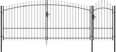 vidaXL Tuinpoort WOERDEN 175 x 500 cm Vergrendelbaar Staal Grijs
