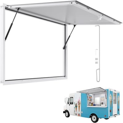 VEVOR Food Trailer Raam (1524 x 915 mm), Aluminium omlijst serveerraam voor foodtrailers, 85° openend serveerraam voor foodtrucks, Regenbestendig concessieraam