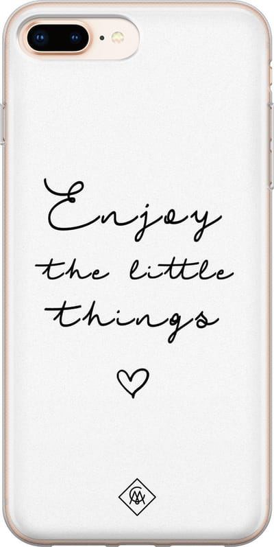 Casimoda® hoesje - Geschikt voor iPhone 8 Plus - Enjoy Life - Siliconen/TPU telefoonhoesje - Backcover - Tekst - Zwart