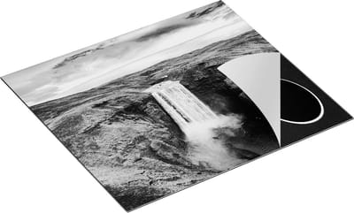 Chefcare Inductie Beschermer Waterval in het Groene Landschap - Zwart Wit - 60x50 cm - Afdekplaat Inductie - Kookplaat Beschermer - Inductie Mat