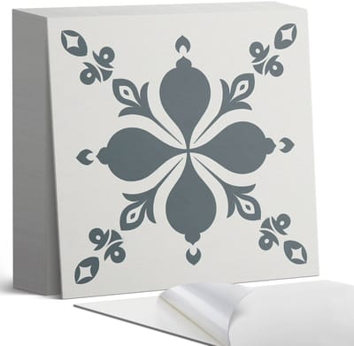 Coloray Plaktegels - Sierpatroon met bladeren Zelfklevende Tegels - 20 cm x 20 cm - Grijs Plaktegels - 20 stuks - Vierkant PVC Tegels - Plaktegels Badkamer - Plaktegels Vloer - Vinyltegels Vloer Zelfklevend - Wandtegel Zelfklevend