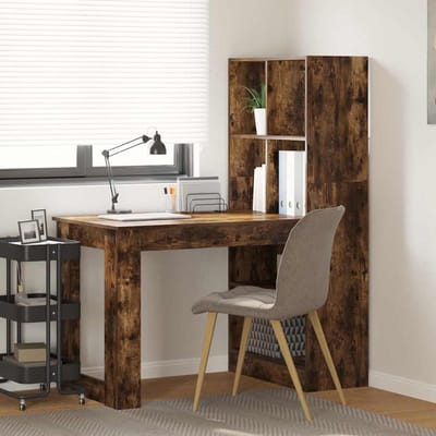 vidaXL - Bureau - Rook - Eiken - Bewerkt - hout - 122 - x - 67 - x - 145 - cm