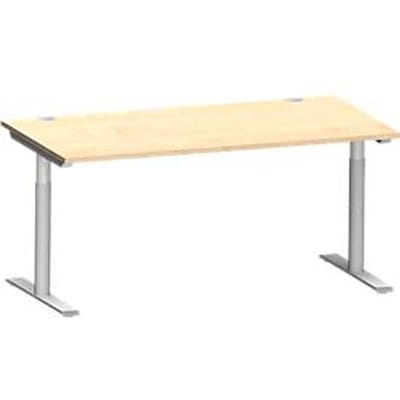Schäfer Shop Genius MODENA FLEX bureau, T-poot ronde buis, B 1600 x D 800 mm, ahorn/wit aluminium