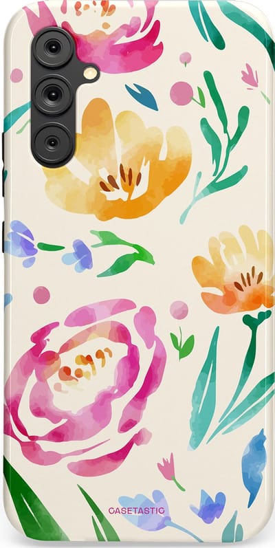 Casetastic hoesje geschikt voor Samsung Galaxy A34 (2023) 5G - Dubbellaagse bescherming - Aquarel serenade - Fashion Case - Wit Mintgroen Crème Lichtroze