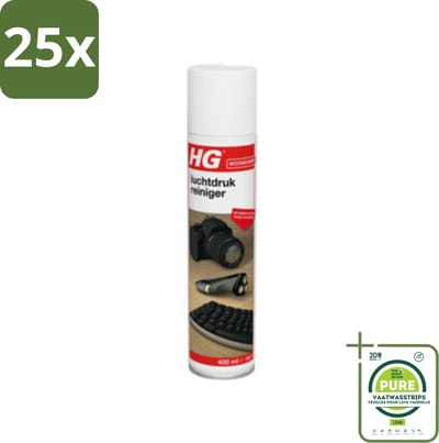 25 x HG Luchtdrukreiniger Voor Alle Kiertjes & Gaatjes 400 ml - Grootverpakking - Stofzuiger - Luchtreiniger - Schoonmaak - Elektronica Schoonmaken - Toetsenbord Schoonmaken