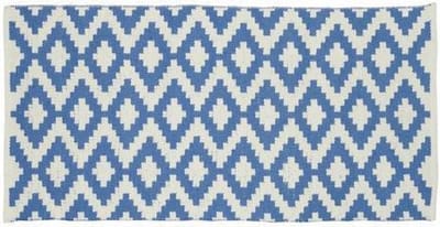 Handgeweven Vloerkleed wol Napua 60x90 ecru-blauw - buitentapijt