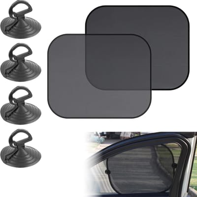 Set van 2 Zonnebescherming voor Kinderen - Zonnefilter voor Auto Raam met 4 Zuignappen - Ideaal voor Voor- en Achterruit 44 x 35 cm