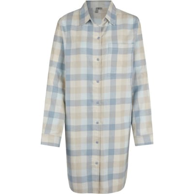 By Louise Dames Pyjama Nachthemd Lang Flanel Geruit Blauw - Maat S