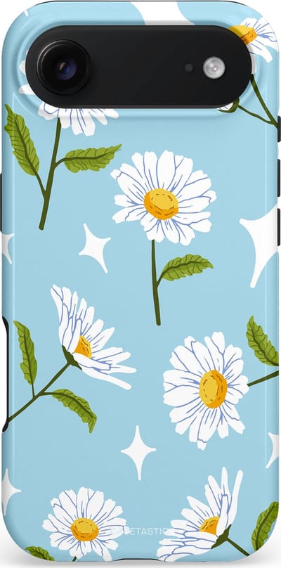 Casetastic hoesje geschikt voor Apple iPhone Air - MagSafe - Dubbellaagse bescherming - Margrietjes in de Wind - Fashion Case - Lichtblauw Wit Groen