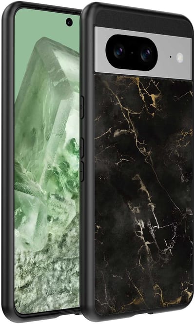 Geschikt voor Google Pixel 8 Telefoonhoesje met marmer opdruk - TPU backcover case black marble design - Zwart - Smartphonica geschikt voor Google Pixel 8