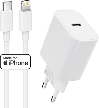 Usb C Adapter + usb-C naar Lightning Kabel - Gecertificeerd MFI Apple Oplader - Super Snellader - Geschikt voor Oplader iPhone 14, 13, 12, 11, X, Pro, Max en iPad 2022 t/m 2017