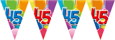 Vlaggenlijn 45 jaar 10 meter - Verjaardag Feestje Vlag Vlaggen Versiering Slinger Feestdecoratie Decoratie