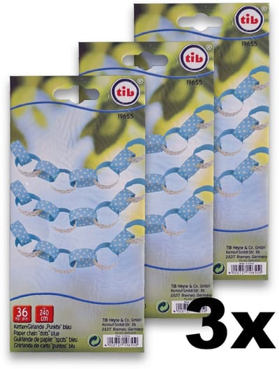 3 Stuks - TIB Papieren Feestslinger – Blauw met Stippen – 2,4 meter per stuk