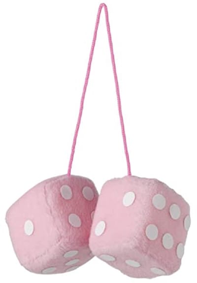 Roze Pluche Decoratieve Dobbelstenen 7x7 cm - Hangdecoratie voor Auto