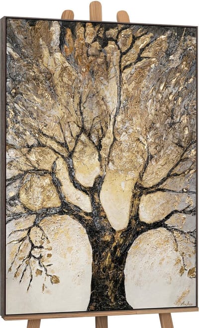 Canvas schilderij groot handgeschilderd boom welvaart voorspoed luxe – YS-Art Gallery – Luxe wanddecoratie voor woonkamer – Modern schilderij voor kantoor en hal