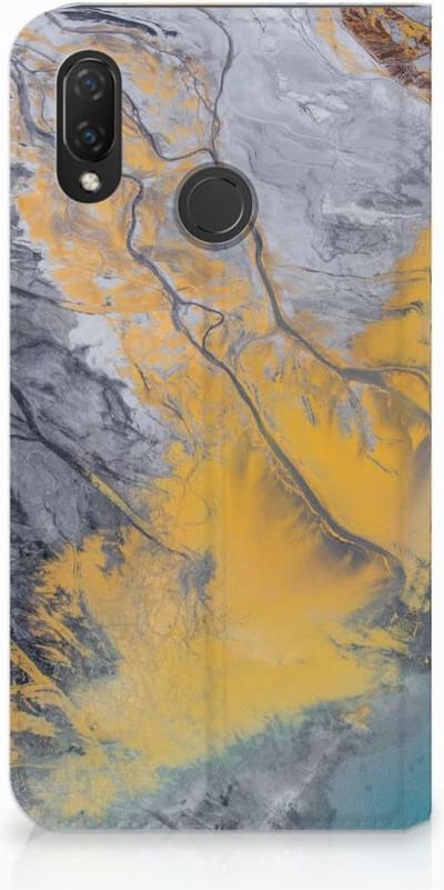 Huawei P Smart Plus Standcase Marble Blue Gold