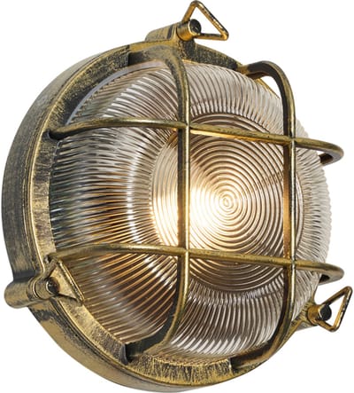QAZQA noutica - Industriele Wandlamp voor buiten - 1 lichts - D 9 cm - Goud - Industrieel - Buitenverlichting