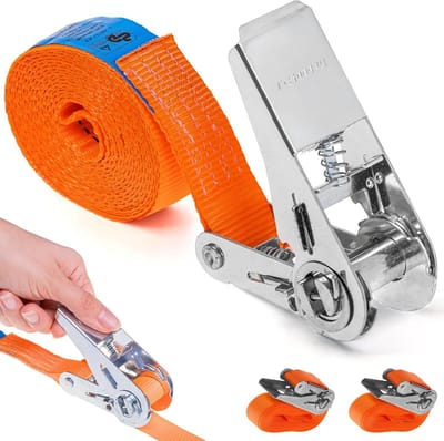 Spanbanden met ratel - Sjorbanden lading - Veilig transport - Hoge trekkracht 800kg - 6 meter 2 stuks - Oranje