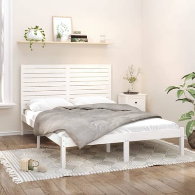 vidaXL - Bedframe - massief - hout - wit - 120x200 - cm