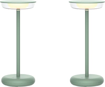 Luxus Europe - Tafellamp Mykonos - Set van 2 Oudgroen - Draadloze Tafellamp Buiten - Oplaadbaar - USB-C - Dimbaar - Warm Wit - Waterbestendig