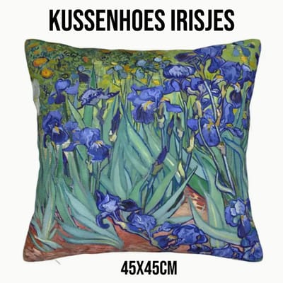 Allernieuwste.nl® Kussenhoes Vincent van Gogh Irisjes - Kussenovertrek Polyester - 45x45 cm