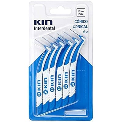 Mondverzorgingsaccessoire - KIN - Kegelvormige interdentale borsteltjes - 1,3 mm - 6 stuks - Zwart zwart