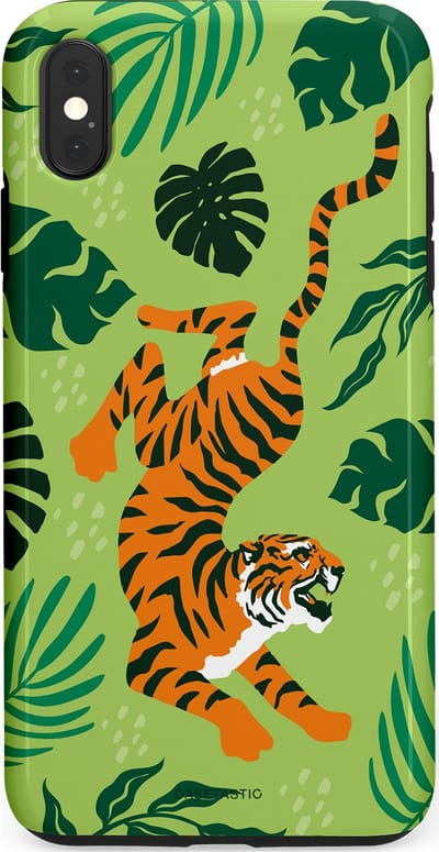 Casetastic Hoesje Geschikt voor Apple iPhone Xs Max - Stijlvolle Beschermende Duo-layer Case - Tijgerwoud
