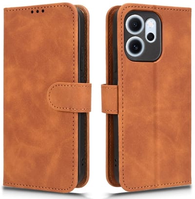 Coverup Hoesje - Geschikt voor OPPO Reno14 F / FS Hoesje - Coverup Book Case - Bruin